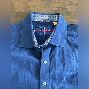 Robert Graham classic Fit Flip Cuff L/S Button Shirt Texture Pattern Men's XL